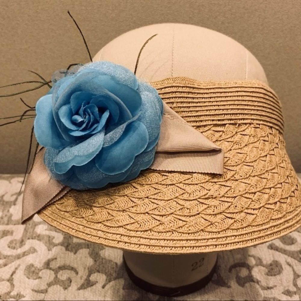 Vintage Elsie Massey Floral Visor Hat View 3